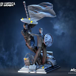 Captain America and Steve Rogers Sculpture Diorama