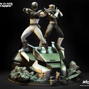 Power Rangers Green and White Diorama