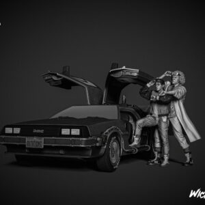 Back to the Future Dr Brown and Marty McFly with Delorean Diorama (ModelKit, Unfinished)